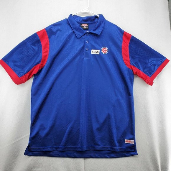 CHICAGO CUBS Shirt Men's Polo By Stiches Logo Blue Baseball Size Extra Large - Picture 2 of 12